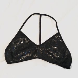 Chan Luu sequined t strap racer back bralette.